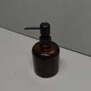 Thick Amber Glass Jar Soap Dispenser with Matte Black Stainless Steel Pump, 12ounce Boston Round Bottles Dispenser with Rustproof Pump for Essential Oil