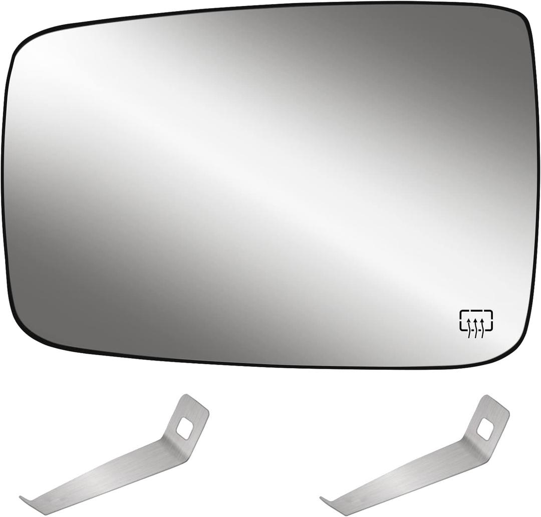 Driver Side Heated Mirror Glass Compatible with 2009-2018 Dodge Ram Pick-Up 1500 2500 - Replace 68079363AA 68050299AA - Side View Exterior Convex Mirror w/Backing Plate