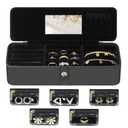 HOMEHIVE Travel Jewelry Organizer Box – Leather Jewelry Case Gift for Women and Girls – Jewelry Organizer and Storage with 5 Anti-Tarnish Velvet Pouches & Mirror – Portable for Trips and Daily Use, Black