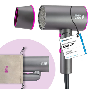 LEBENLANG Ionic Hair Dryer 2100W - Anti-Split End with Cold Air Mode - Foldable Travel Hair Dryer Small - Ionic Hair Dryer - Professional Hair Dryer - Grey-Pink 