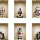 THE NISHA 6 PC Pack Art Magic Pictures Peel and Stick 3D Vinyl Removable Wall Sticker Decals DIY Sticky Backsplash (Lighting Spots), Yoga and Painted Vases 6105