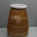 Cooo 2 Pack Giant Candle Lantern Heat-Tesistant Glass Candle Holder Rattan