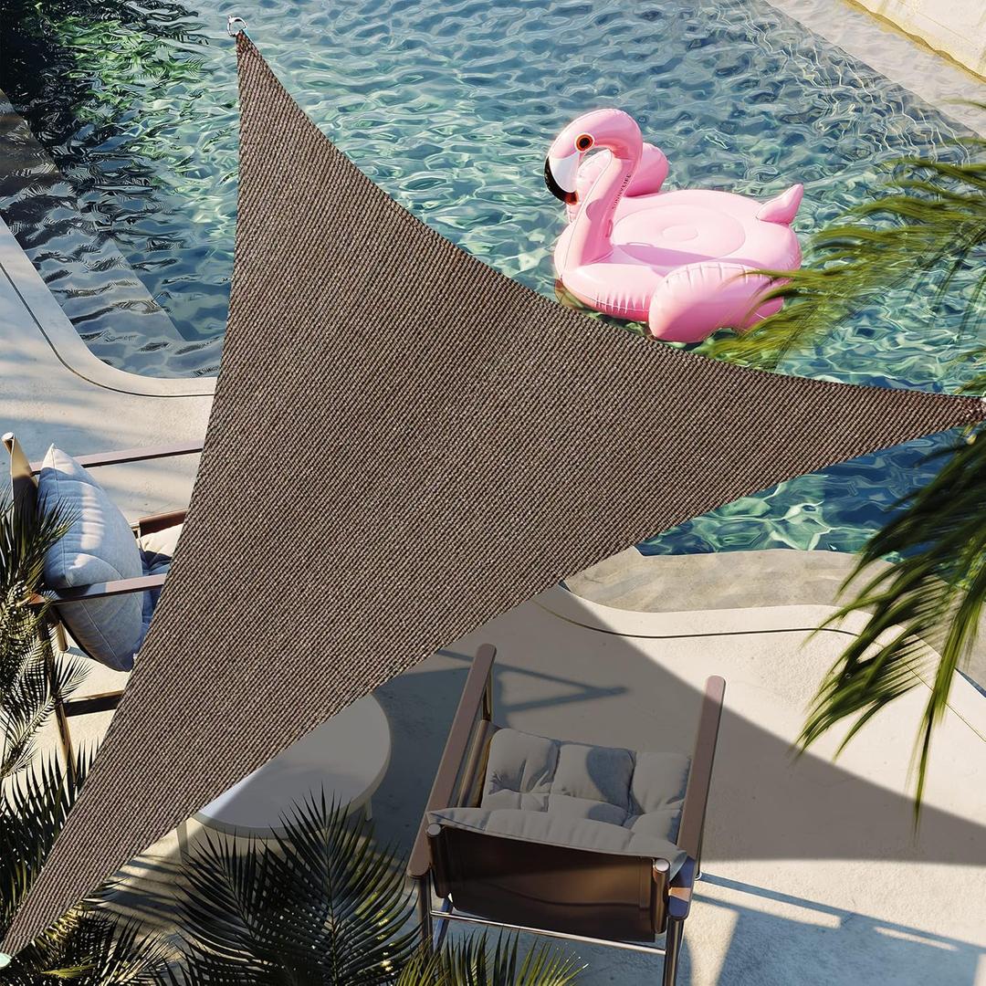 12' x 12' x 12' Brown Triangle Sun Shade Sail Canopy Durable Fabric UV Block Awning, We Make Custom Orders