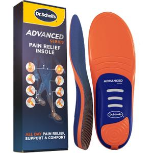 Dr. Scholl’s Advanced Pain Relief Insoles for Men Women, Heavy Duty Orthotics for Work Shoes & Boots, Plantar Fasciitis & Arch Support, Shock-Absorbing, up to 340 lbs, Men 6.5-7, Women 7.5-8