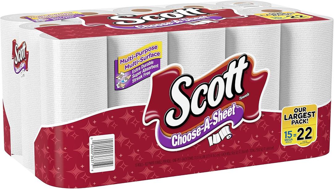 Scott Paper Towels, Choose-a-Sheet, Mega Roll, 15 Rolls (Pack of 1)