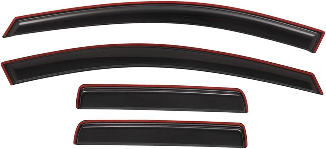 Lightronic Extra Durable Clip-on in-Channel Auto Vent Window Visor, Fits 2019-2025 Chevrolet Silverado & GMC Sierra 1500 Double Cab, UV-Protect Rain Guard, Original Wind Deflector, Dark Smoke, 4-Pcs