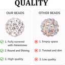 120pcs 10mm Rhinestone Beads for Jewelry Making, White Shiny Round Shamballa Disco Ball Beads Bulk, Sparkle Crystal Clay Christmas for Bracelet Baseball Necklace Earring Crafting and DIY