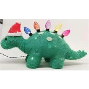 Christmas Dinosaur Decorative Light,Back Colored LED&Soft lint Stegosaurus with Santa's Hat,Outdoor Lawn Courtyard Decoration,Unique Christmas Housewarming