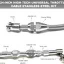 24" Throttle Cable Kit, Stainless Steel Braided Throttle Control Cable Line with Fitting, Universal Throttle Cable Assembly Braided Throttle Gas Cable, Car Accessories