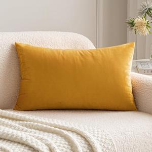 MIULEE Velvet Pillow Cover Soft Luxury Decorative Throw Pillow Cover Single Rectangle Cushion Case for Couch Sofa Bedroom Car Decor,12x20 Inch Gold