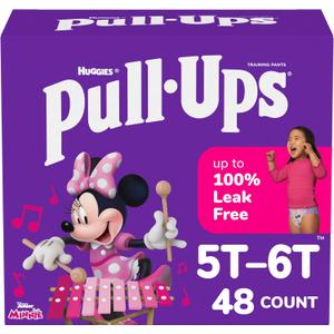 Pull-Ups Girls' Potty Training Pants, Size 5T-6T Training Underwear (50+ lbs), 48 Count