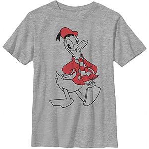 Disney Characters Donald Holiday Fill Boy's Heather Crew Tee, Small