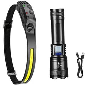 Led Headlamp and Led Flashlight, Ultra-Light Bright LED Rechargeable, Motion Sensor, Camping, Outdoor Tactical, High Lumens, All Around General Use