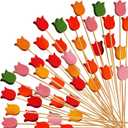 WILLBOND 200 Pcs Tulip Cocktail Picks Long Toothpicks for Appetizers Summer Cocktail Skewers Disposable Fancy Bamboo Food Sticks for Summer Spring Holiday Birthday Party Decoration