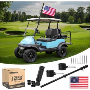 10L0L Golf Cart Flag Holder and Flagpole Bracket Mount Compatible with for Yamaha EZGO TXT RXV Club Car DS Precedent Icon EV Star Embroidered USA Flag (12"18") Included (Black) 10L0L Golf Cart Flag Holder and Flagpole Bracket Mount Compatible with for Yamaha EZGO TXT RXV Club Car DS Precedent Icon EV Star Embroidered USA Flag (12"18") Included (Black)
