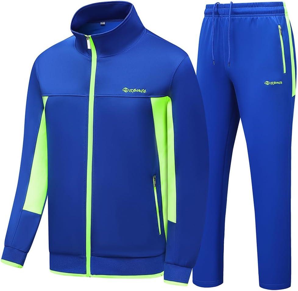 Men's Casual Athletic Tracksuit Long Sleeve Sweatsuit Set Full Zip Running Jacket and Pants 2 Piece Outfits, M