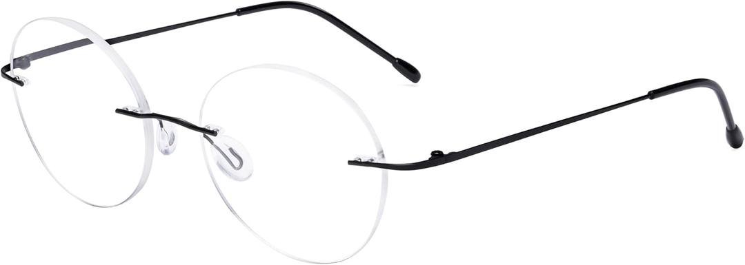 Eyekepper Frameless Reading Glasses Women - Round Rimless Readers Men Black +1.00