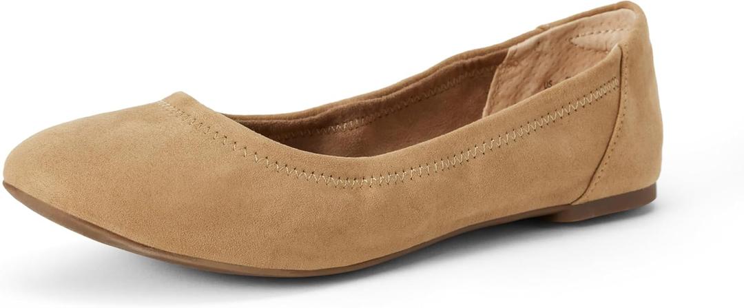 Amazon Essentials Women's Ballet Flat, Tan Micro, 8 B US