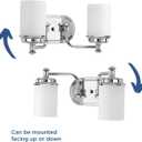 Progress Lighting Glide Collection 2-Light Etched Opal Glass Coastal Bath Vanity Light Polished Chrome