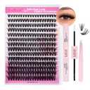 FADLASH Lash Clusters Kit 280PCS Natural Eyelash Cluster Individual D Curl Cluster Eyelash Extensions 8-16mm with Lash Bond and Seal Lash Tweezer for Beginners Soft Thin Band (40D-0.07D-8-16mm KIT)