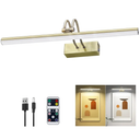 Picture Light,16in Wireless Battery Wall Lighting,2 Colors Remote Art Lights for Paintings with Timer and Dimmable for Display Photo,Frame,Portrait,Dartboard-Antique Brass