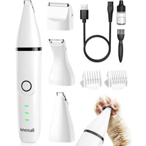 oneisall Cat Grooming Kit, 3 in 1 Quiet Cat Clippers for Thick Matted Paw Hair Trimmer, Heavy Coat Butt Shaver Cordless Pet Clippers Fur Trimmer for Dogs and Other Small Animals at Home Travel