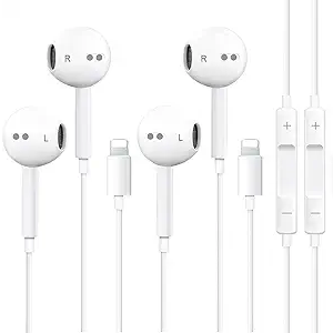 Gnolnuhc 2Pack Wired Headphones for iPhone Ear Buds -Plug&Play