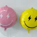 4PCS Pink Smile Face Balloons 23 Inch/Pink Preppy Themed Party Decor/Preppy Y2k Hot Pink Party Balloons Smile Face Lightning Supplies for Teen Hippie Girls Bachelorette Early 2000s Theme