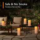 Homemory 12" x 5" Large Waterproof Outdoor Flameless Candles with Remote Control and Timer, Battery Operated Flickering LED Pillar Candles for Outdoor Larterns, Porch, Long Lasting, Set of 2