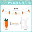 Easter Bunnies and Carrots Garland, 3D Felt Bunny Carrot Wooden Beads Banner Rustic Easter Hanging Wall Decorations for Home Farmhouse Indoor Spring Decor
