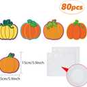 Zonon 80 Pieces Pumpkin Cutouts Classroom Decoration Pumpkin Cutouts with Glue Points for Bulletin Board Classroom School Fall Theme Thanksgiving Party, 5.9 x 5.9 Inch