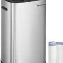 SONGMICS Motion Sensor Trash Can, 13 Gallon Automatic Garbage Can with Soft-Close Lid and Bag Retainer Ring, Stainless Steel, Touchless Kitchen Trash Bin, 15 Trash Bags Included, Silver ULTB610E50