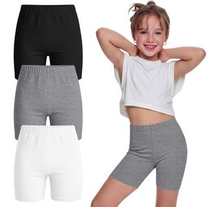 Custoneei 3 Pack Girls Bike Shorts 5-14 Years, 3-Color, 7-8 Years
