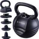 BYZOOM FITNESS Pure Series Adjustable Kettlebell 30/40/50LB - 5-IN-1 Weight Change, Patented Quick-Change Machenism, Ergonomic Curved Handle for Home Gym, Strength Training, HIIT, White OR Black