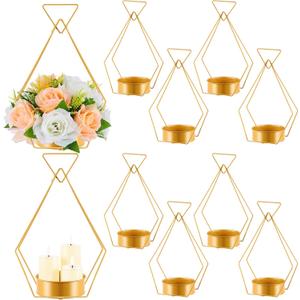 10 Pcs Gold Vases for Centerpieces Wedding Geometric Vases Trumpet Vase for Table Geometric Metal Flower Stand for Weddings Party Decoration Centerpiece Table Decorations