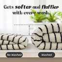 Jacquotha Black and Ivory Striped Bath Towels Set of 2, Lighter & Quick Dry Towels Large 27.5 x 55 inches, Farmhouse for Bathroom, Pool, Shower