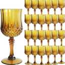 Plastic Wine Glasses Plastic Goblets Vintage Style Cordial Drinking Glasses for Wedding Reception, Grand Event Party Supplies (24, Amber)