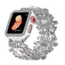 VIIVY VIYIV Bling Band with Case Compatible with Apple Watch Bands Series 9 8 7 SE 45mm 44mm 40mm 38mm 41mm 42mm for Women, Smart Watch Bracelet Straps with Starlight Cover, Dressy Cute Elastic