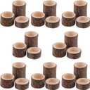 FUNSUEI 24 Pack Wooden Tea Light Candle Holders - 3 Sizes, Rustic Tealight Candle Holders for Dinning Party Room Decoration