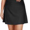 Daci Women Plus Size Tummy Control Swim Skirt Athletic High Waisted Swimsuit Bottom (22 Plus, Black 2)