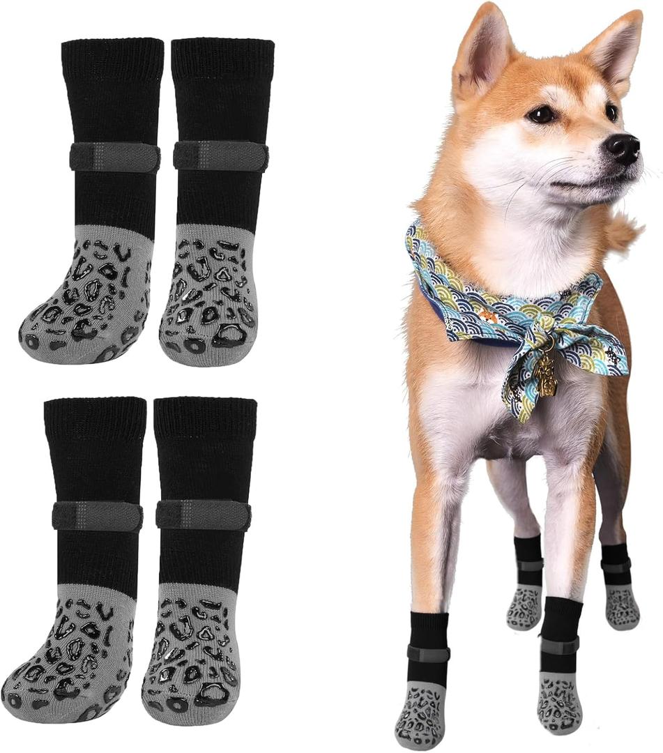 Premium Non-Slip Dog Socks for Hardwood Floors - Extra-Thick Grip That Works Even When Twisted - Prevents Licking, Slipping, and Great for Dog Paw Protection - (Medium)