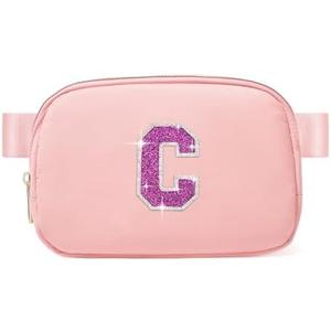 Pack of 5.   6 7 8 9 10 11 12 Year Old Girl Gifts Personalized Birthday Gifts for Her Sister Daughter Initial Crossbody Bag Fanny Pack Purse for Teen Girl Gifts Trendy Stuff Preppy Stuff (Light Pink-C)