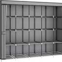 MOGELAFOO 83 Inch Wide Portable Closet Wardrobe, Clothes Storage Rack Organizer with Cover, 5 Clothes Hanging Rods and 10 Storage Shelves, Grey, 83"W x 18"D x 66"H