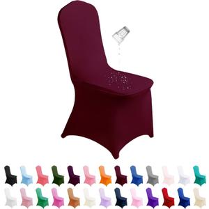 SuperO Waterproof Spandex Chair Cover 25PCS, Stretch Dining Chair Covers, Polyester Outdoor Chair Covers, Protector Stretch Chair Cover for Party Universal, Banquet, Wedding Event, Hotel(Burgundy)
