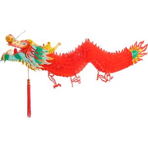 Bememo 4.92 Feet 3D Chinese New Year Dragon Decorations Hanging Paper Dragons Garland Lunar New Year Chinese Spring Festival Lantern Festival Decorations