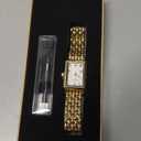 Gold Watches for Women with Vintage Rectangular Case,White Roman Dial,Stainless Steel Band,Adjustment Tool Included,Water Resistant