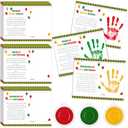 Motipuns 30 Pcs Black History Month Handprint Craft with 3 Pcs Large Ink Pads Black History Month Activity for DIY Study Kit Juneteenth Day Party(Fresh Style)