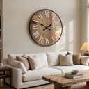 30 Inch Large Farmhouse Wall Clock with 3D Roman Numerals (Brown)