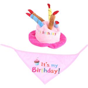 SUPVOX Adorable Dog Birthday Hat and Bib Set Dog Birthday Decor for Pet Parties and Stylish Great for Celebrating Furry Friends, Pink