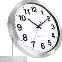 Caysie 16 Inch Sealed Indoor Outdoor Clocks Waterproof, Silent Battery Operated Quartz Metal Wall Clock for Patio Pool Bathroom Home (Silver)